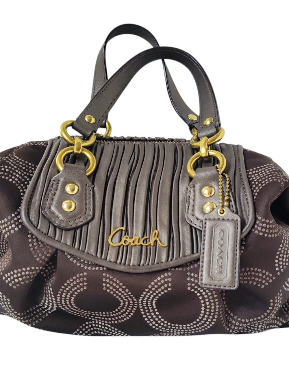COACH Ashley Dotted Op Art H1282-F20015 Gathered Satchel Bag *Missing Strap*